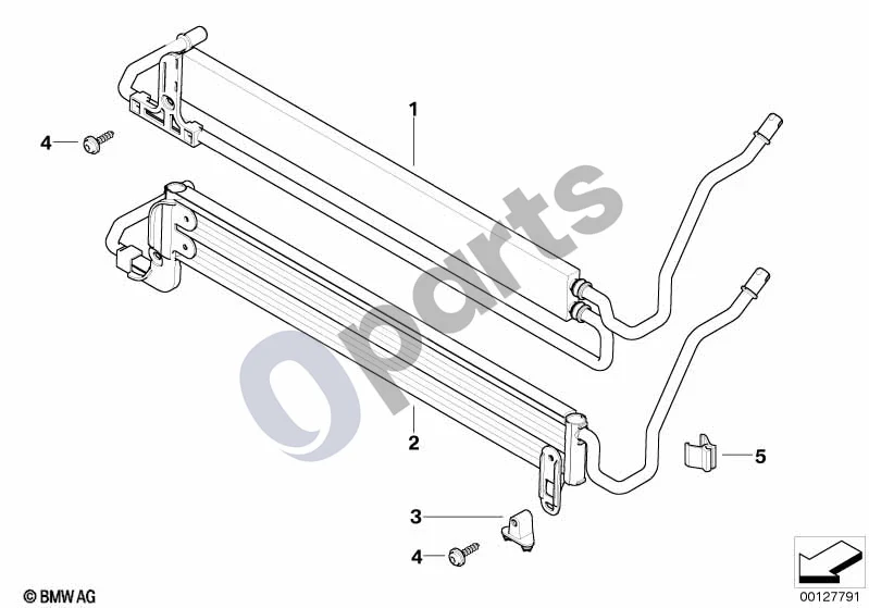 BMW 5 E60 E61 (2004–2010) Vairo stiprintuvo aušintuvas (N62N, E60 LCI, E61 LCI) schema – pozicija 02: Vairo stiprintuvo aušintuvas