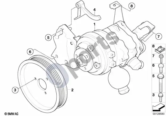 BMW 5 E60 E61 vairo stiprintuvo siurblys / dynamic drive (E61 LCI, E60 LCI) – schema