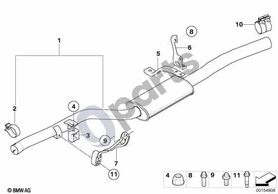 BMW 5 E60 E61 vidurinis duslintuvas (M57N2, E61 LCI, E60 LCI) – schema
