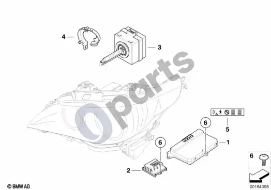 BMW 5 E60 E61 žibintas, elektroninės dalys, ksenoninė šviesa (E61 LCI, E60 LCI) – schema