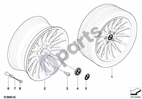 BMW 5 E60 E61 BMW lengvojo lydinio ratlankis, radialinių stipinų 32 (E61 LCI, E61) – schema