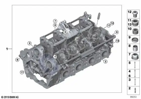 BMW 5 E60 E61 cilindrų galvutė (N62N, E61 LCI, E61) – schema