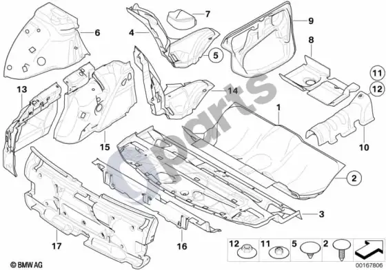 BMW 5 E60 E61 garso izoliacija, galas (E61 LCI, E61) – schema