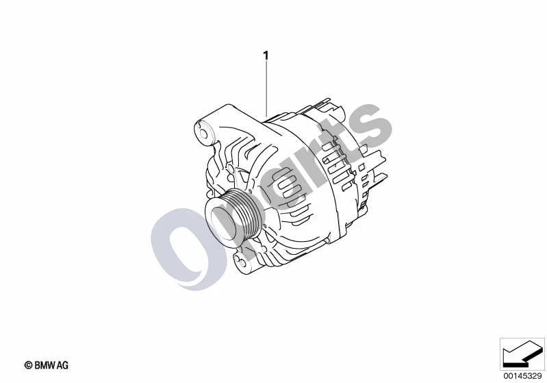 BMW 5 E60 E61 (2004–2010) Generatorius (E61, E61 LCI) schema – pozicija 01: RP regeneruotas generatorius (150A)