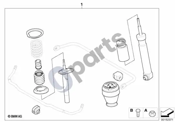 BMW 5 E60 E61 m sportinės pakabos papildomo montavimo komplektas (E61 LCI, E61) – schema