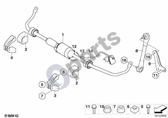 BMW 5 E60 E61 priekinis stabilizatorius / dynamic drive (E61 LCI, E61) – schema