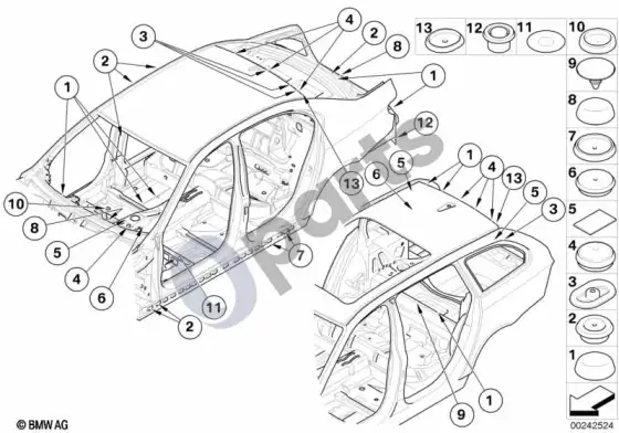 BMW 5 E60 E61 sandarinimo dangtelis / kamštis (E61 LCI, E61) – schema