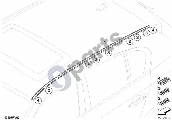 BMW 5 E60 E61 stogo apdailos profilis / stogo bėgelis (E61 LCI, E61) – schema