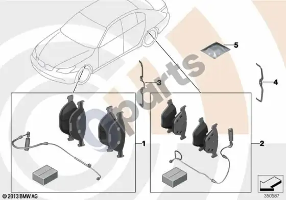 BMW 5 E60 E61 techninės priežiūros komplektas, stabdžių kaladėlės / value line (E61 LCI, E61) – schema