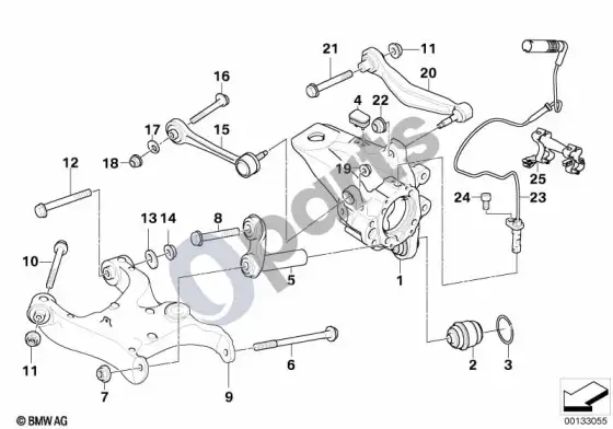 BMW 5 E60 E61 galinės ašies atrama/ratų pakaba (E61 LCI) – schema