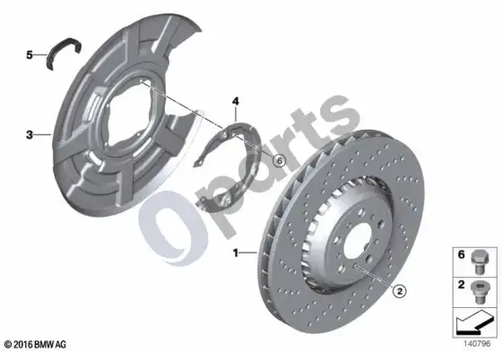 BMW 5 E60 E61 galinio rato stabdžių diskas, perforuotas (E61 LCI) – schema
