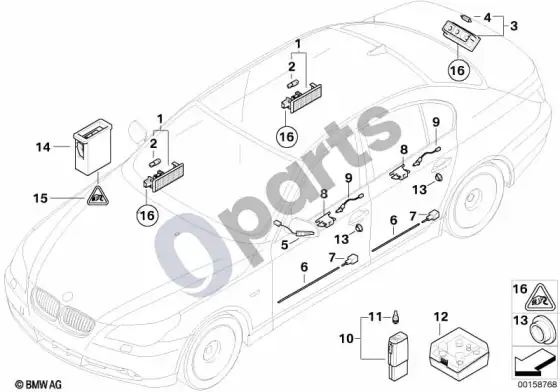 BMW 5 E60 E61 įvairios lemputės / atsarginių lempučių dėžutė (E61 LCI) – schema