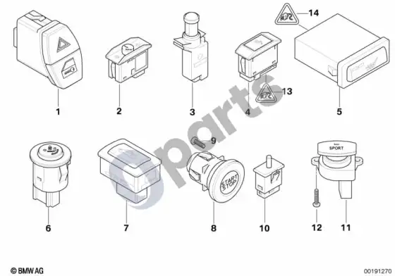BMW 5 E60 E61 įvairūs jungikliai (E61 LCI) – schema