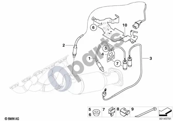 BMW 5 E60 E61 lambda zondo tvirtinimo detalės (S85, E61 LCI) – schema