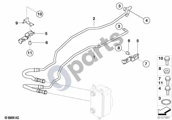BMW 5 E60 E61 pavarų dėžės alyvos aušintuvo vamzdis (E61 LCI) – schema