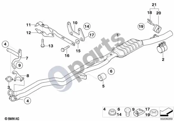 BMW 5 E60 E61 priekinis duslintuvas (N52N, E61 LCI) – schema