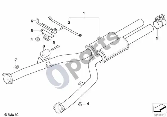BMW 5 E60 E61 priekinis duslintuvas (N62N, E61 LCI) – schema