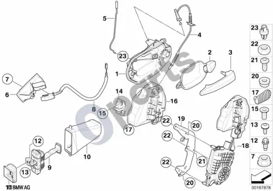 BMW 5 E60 E61 priekinių durų valdymas / durų užraktas (E61 LCI) – schema