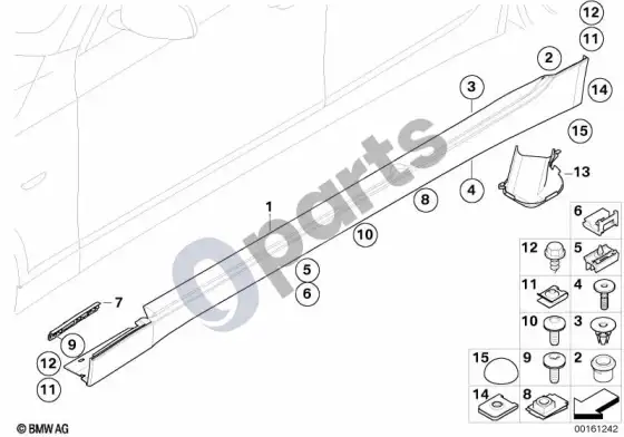 BMW 5 E60 E61 slenksčio / ratų arkos apdaila (E61 LCI) – schema