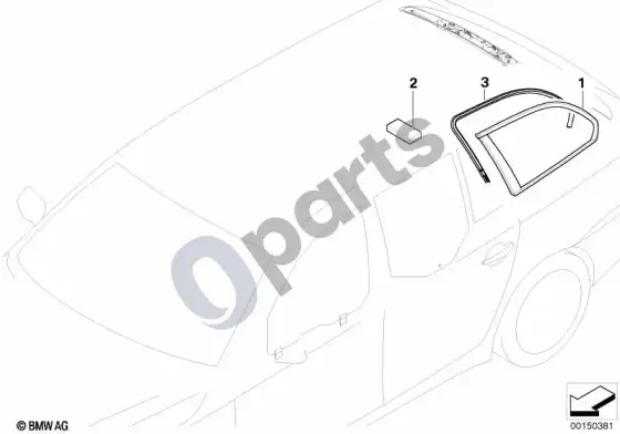 BMW 5 E60 E61 šoninis langas, nejudamas (E61 LCI) – schema
