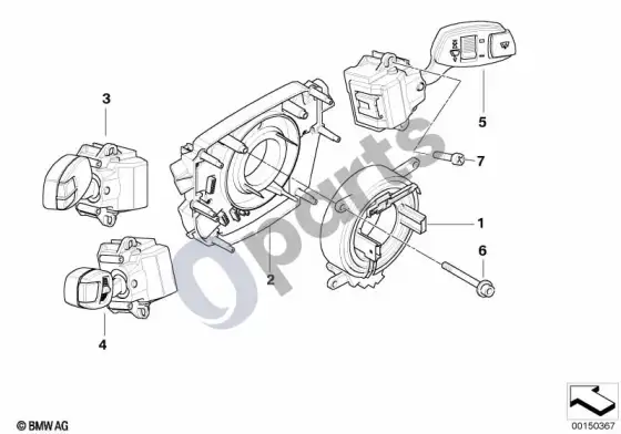 BMW 5 E60 E61 vairo kolonėlės jungiklis / valdymo blokas (E61 LCI) – schema