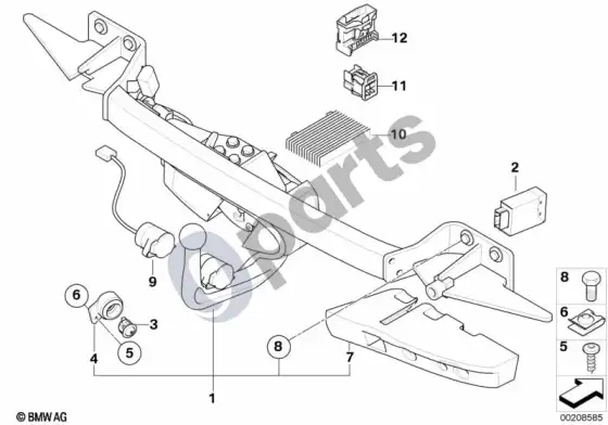 BMW 5 E60 E61 vilkimo kablys, elektra atlenkiamas (E61 LCI) – schema