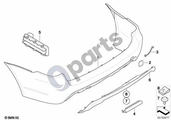 BMW 5 E60 E61 m apdailos plokštė, galinė (E61) – schema