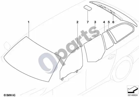 BMW 5 E60 E61 stiklai (E61) – schema