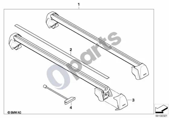 BMW 5 E60 E61 stogo turėklų laikiklis (E61) – schema