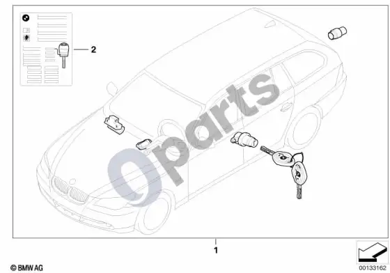 BMW 5 E60 E61 užrakinimas vienu raktu (E61) – schema