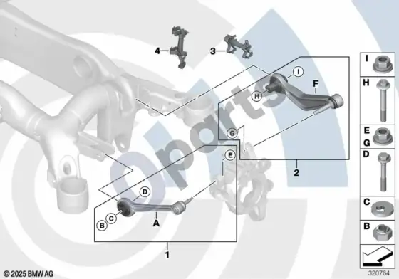 BMW 5 E60 E61 valdymo svirčių / trikampių svirčių remonto komplektai (E61) – schema