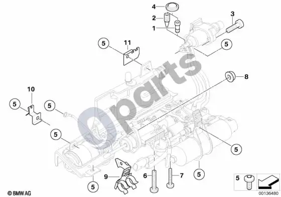 BMW 5 E60 E61 gs6s37bz(smg) hidraulikos tvirtinimo detalės – schema