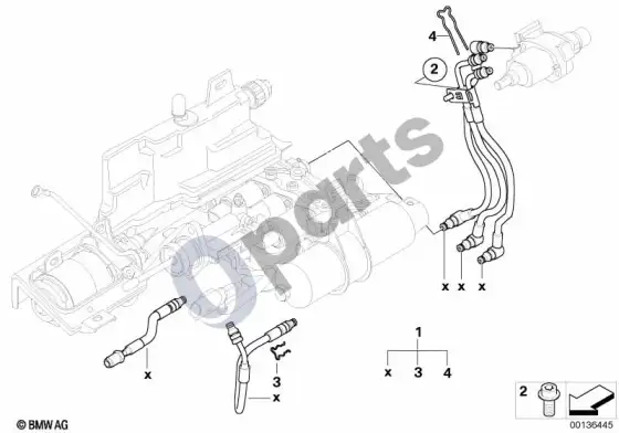 BMW 5 E60 E61 gs6s37bz(smg) hidraulikos vamzdžiai – schema