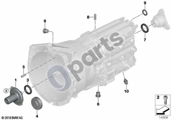 BMW 5 E60 E61 GS6-53BZ/DZ pavarų dėžės korpusas ir tvirtinimo detalės – schema