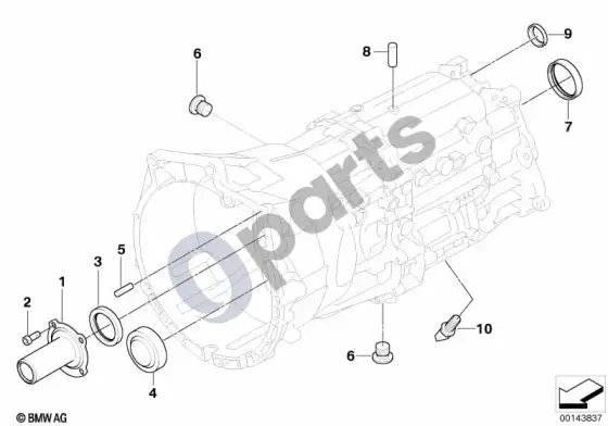 BMW 5 E60 E61 GS6X53DZ pavarų dėžės korpusas ir tvirtinimo detalės – schema