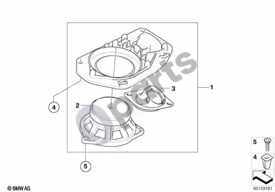 BMW 5 E60 E61 individuali audio sistema, formuotas lubų apmušalas, galinė – schema