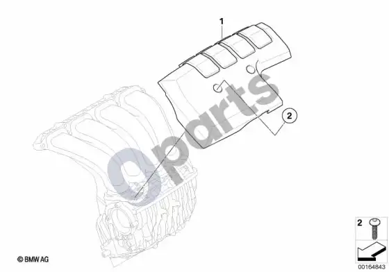 BMW 5 E60 E61 įsiurbimo kolektoriaus sistemos tvirtinimo detalės (N43) – schema