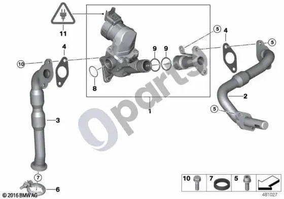 BMW 5 E60 E61 išmetamųjų dujų valymas (N43) – schema