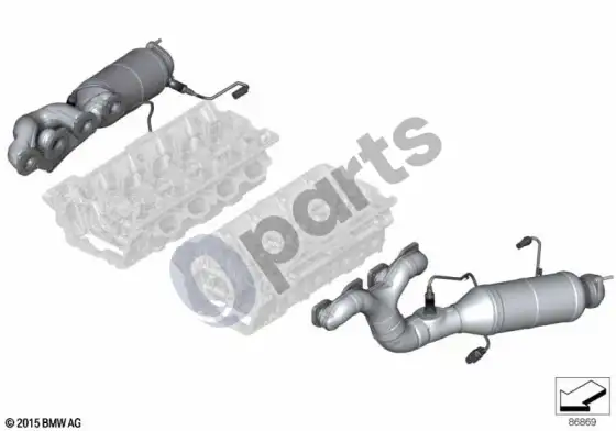 BMW 5 E60 E61 išmetimo kolektorius – deguonies jutikliai (N62N) – schema