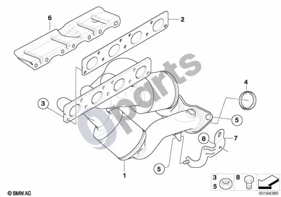 BMW 5 E60 E61 išmetimo kolektorius su katalizatoriumi (N46N) – schema