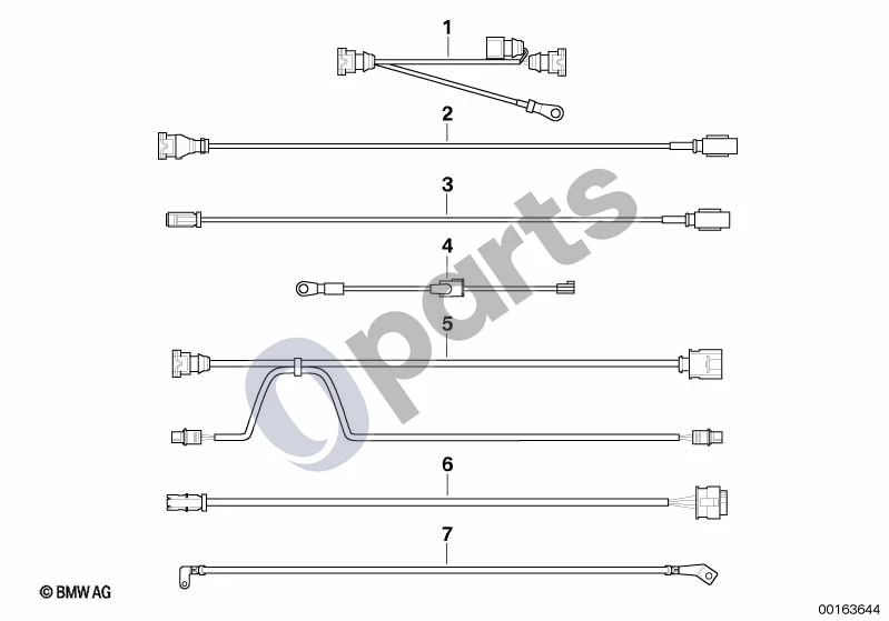 BMW 5 E60 E61 (2004–2010) Įvairūs laidų pynės (E60, E61) schema – Kabelio laikiklis