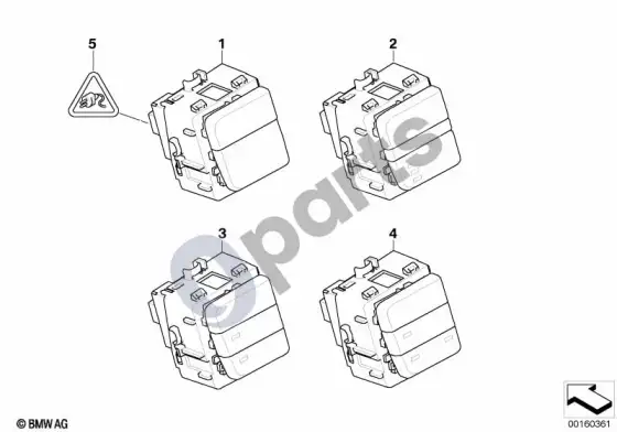 BMW 5 E60 E61 jungiklių blokas, centrinė konsolė, kairys – schema