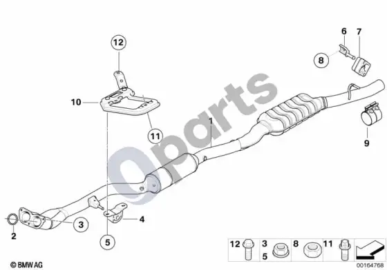 BMW 5 E60 E61 katalizatorius/priekinis duslintuvas (N43) – schema