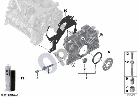 BMW 5 E60 E61 paskirstymo mechanizmo korpusas (N47) – schema