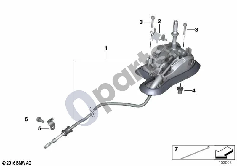 BMW 5 E60 E61 (2004–2010) Steptronic pavarų perjungimas, visų ratų pavara (E60) schema – pozicija 01: Steptronic pavarų perjungimas