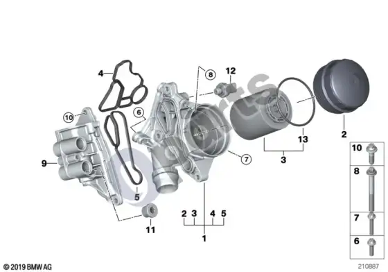 BMW 5 E60 E61 tepimo sistema – alyvos filtras (N54) – schema