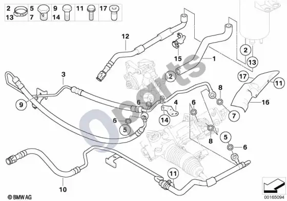 BMW 5 E60 E61 vairo stiprintuvo alyvos vamzdis / aktyvusis vairas (E60 LCI, E61 LCI) – schema