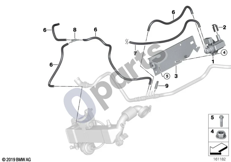 BMW 5 E60 E61 (2004–2010) Vakuuminis valdymas, EGR (N47) schema – pozicija 01: Slėgio keitiklis