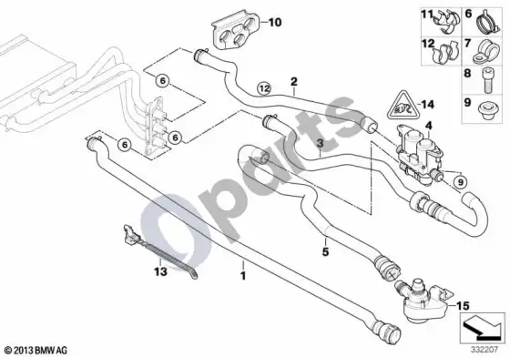 BMW 5 E60 E61 vandens vožtuvas/vandens žarna IHKA high (N52N) – schema
