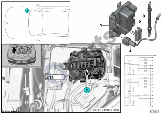 BMW 5 F10 F11 integruotas maitinimo modulis Z11 – schema